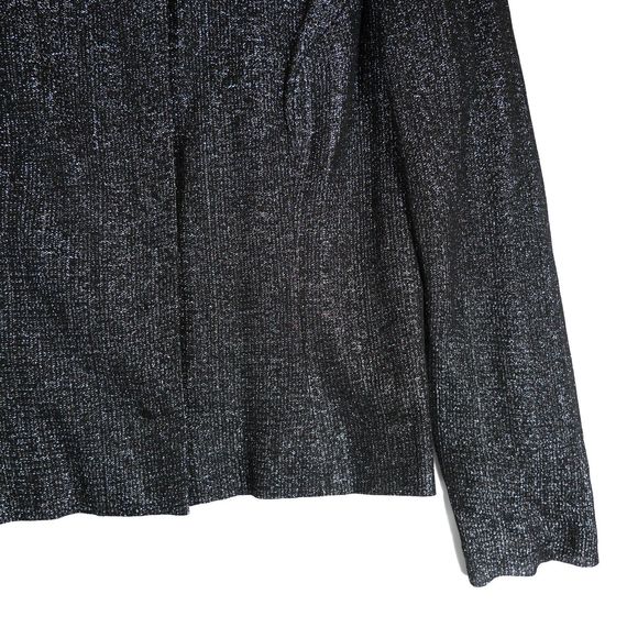 BCBG Max Azria Women's Black Sliver Shiny Blazer Collarless Size L - Picture 6 of 15